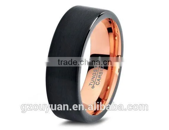 Black Outside Rose Gold Inside Tungsten Ring