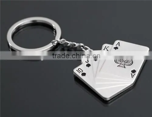 High quality custom engraved playing cards keychain
