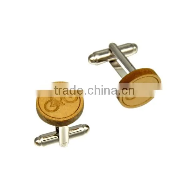 Fashion jewelry mens gift bicycle wooden cufflinks