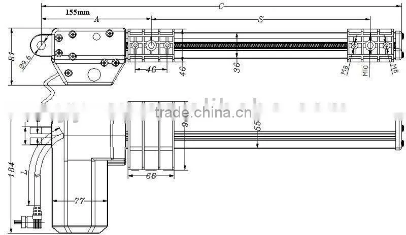 electric linear actuator for bed TV lift