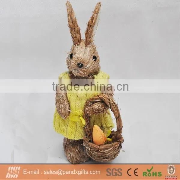 EASTER DECORATION 45CM STRAW BUNNY