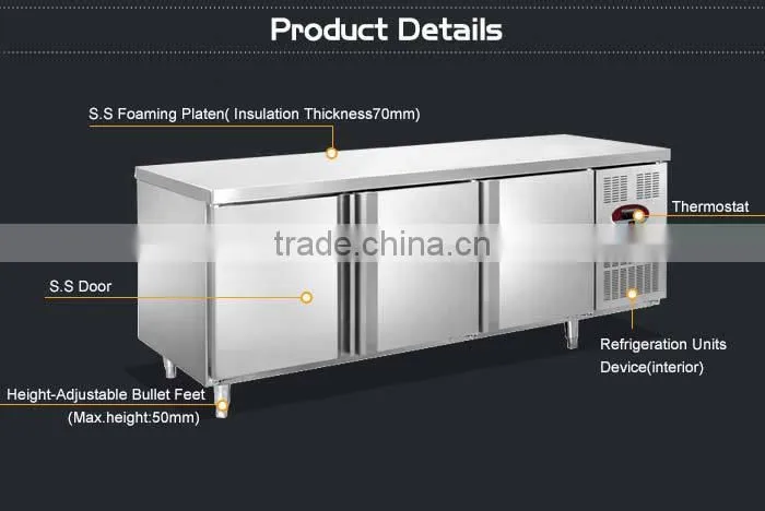 304 Stainless Steel Restaurant Kitchen Chest Freezers Sale/Freezer On Wheels/Commercial Kitchen Freezer
