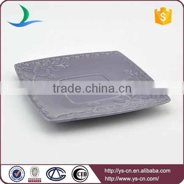 Hot sale flower design ceramic square dish