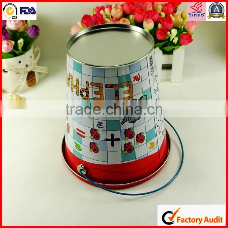 wholesale tin metal candy pail with handle