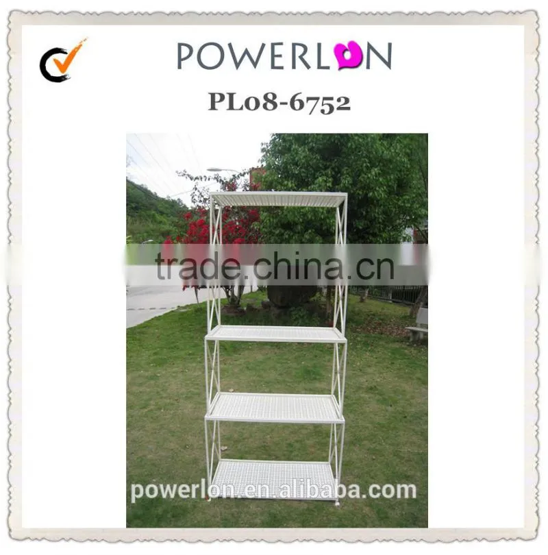 Highly Quality Retro Style Wrought Irons Antirust 4-tier Metal Garden Flower Shelf
