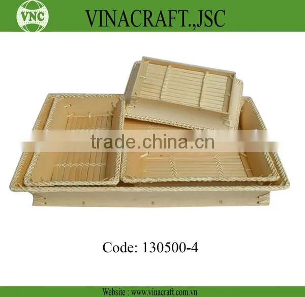 Hotsale natural bamboo tray with handle