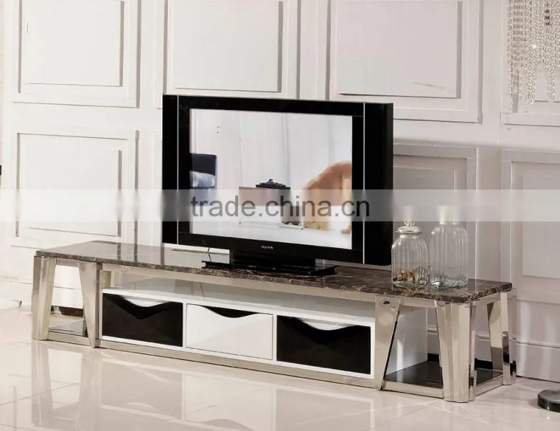 Popular morden stainless steel marble TV Stand for E378