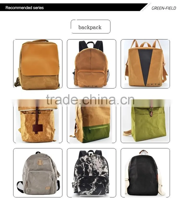 New material kraft paper backpack paper knapsack leisure Kraft paper backpack