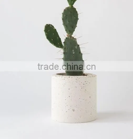 Round white concrete flower pots for garden series