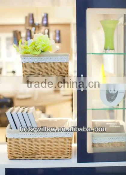 wholesale white wicker basket with handles