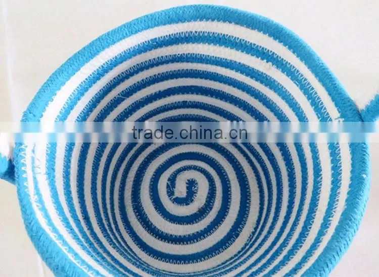 Personalized cotton cord coiled stylish empty easter egg storage basket with handle