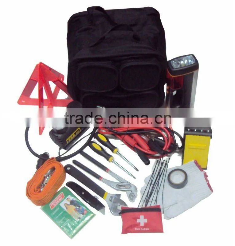 YYS12044 Car tool kit with air compressor in green bag