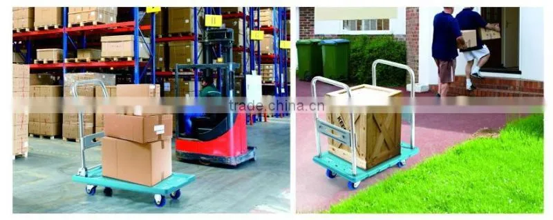 good quality plastic strengthening hand truck with mute wheels