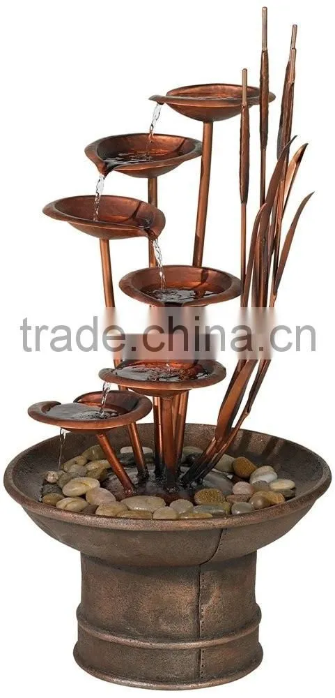 Water Lilies and Cat Tails Garden Water Fountain