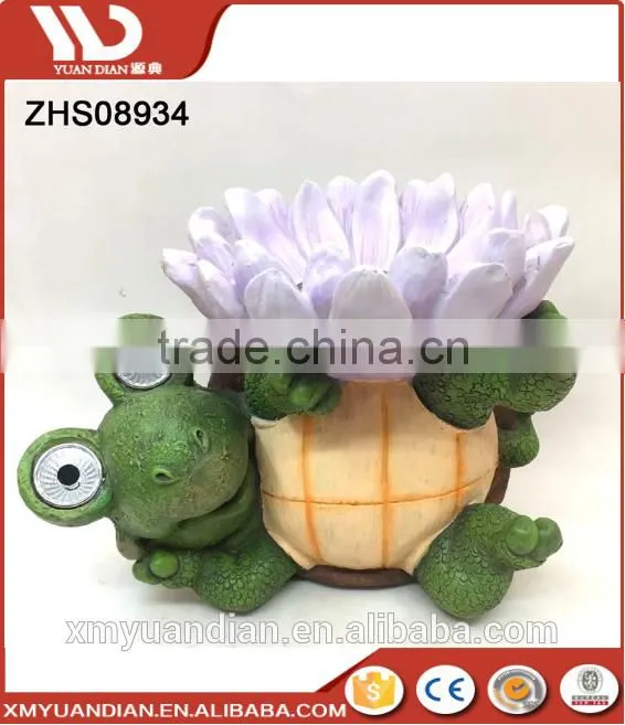 Factory Outlets Bird Bath Lying Turtle Designed Solar Light Garden