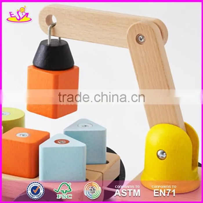 2017 new design children funny wooden toy pulling trucks W05C082