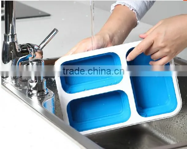 The Three Compartment Eco Silicone Collapsible Lunch Box