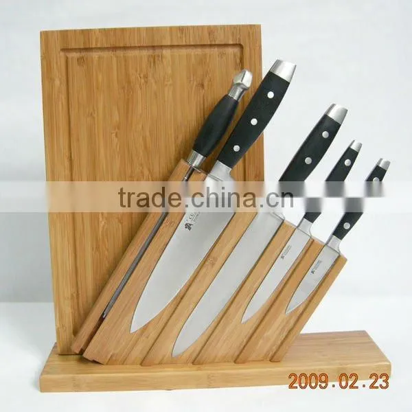 carving kitchen knife set with bamboo cutting board