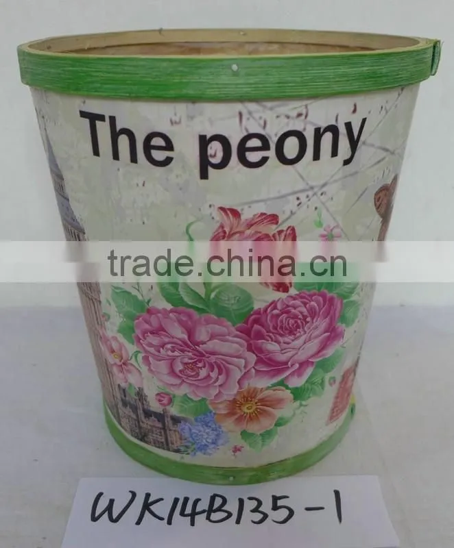 decal wooden flower pot wood pot with plastic liner garden decoration