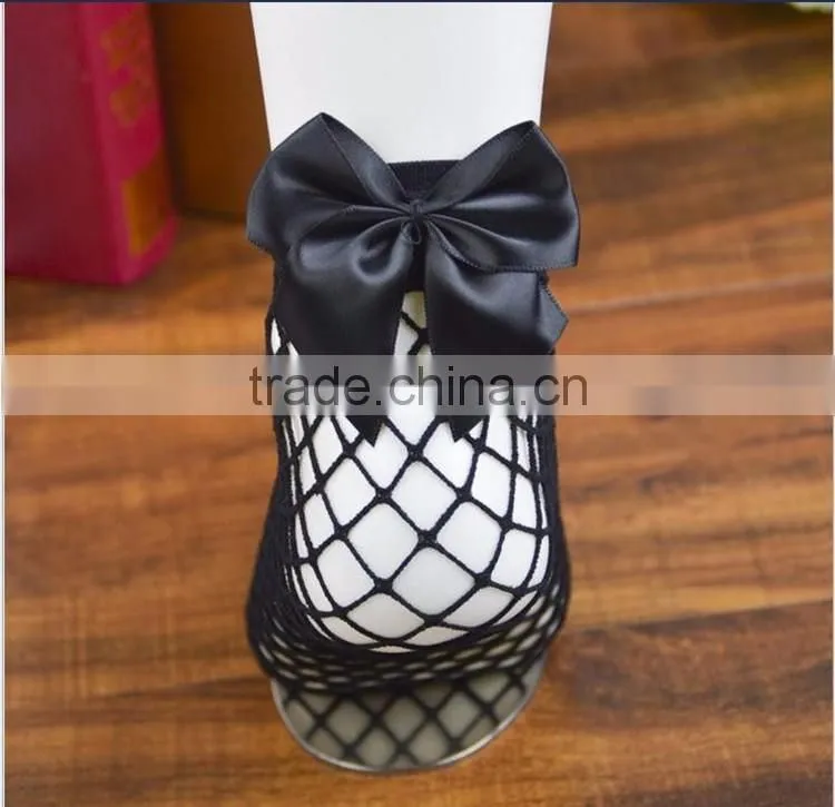 High Quality Fashion New Arrival Women Sexy Fishnet Socks/ fishnet socks with colorful bow tie