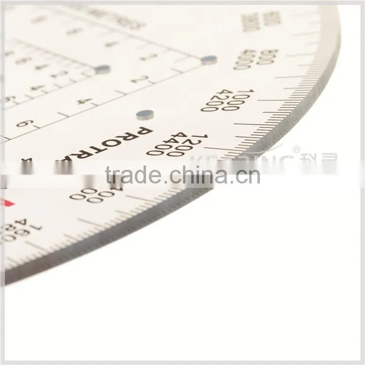 Chinese custom 6 inch half moon 360 degree plastic protractor, transparent high quality protractor for military training # KMP-1