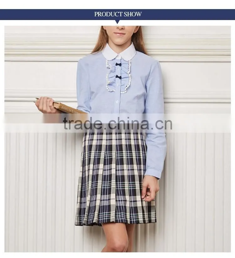 School Girls Cotton Long Sleeve Shirt High School Apparel