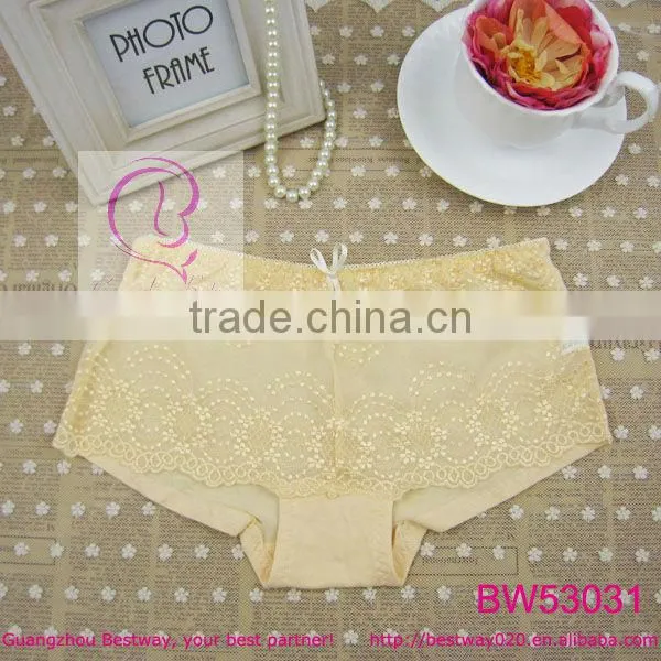 Open hot sex girl photo of sexy stock products sexy boyshort panties front transparent floral lace with bow back bamboo fabric
