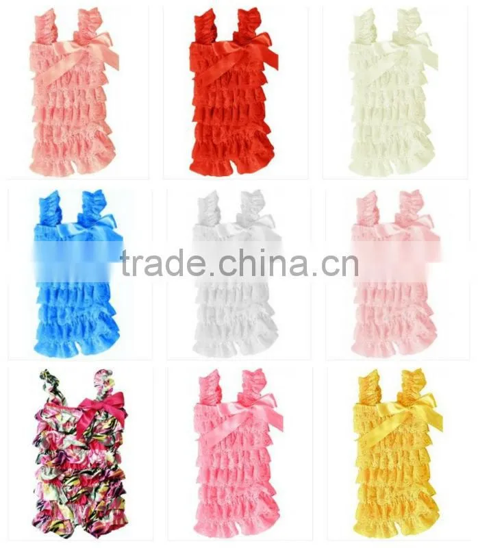 Hot Sale Yellow baby romper Ruffles Petti Rompers for Toddler Cheap Baby Lace Ruffles Rompers