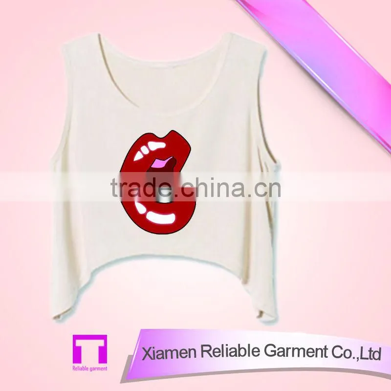180GSM girls clothing summer modern screen printing tank top wholesale for women