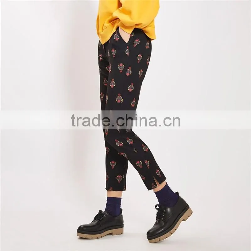 Cool pattern printed hot girt sexi photo slim fit cigarette harem pants