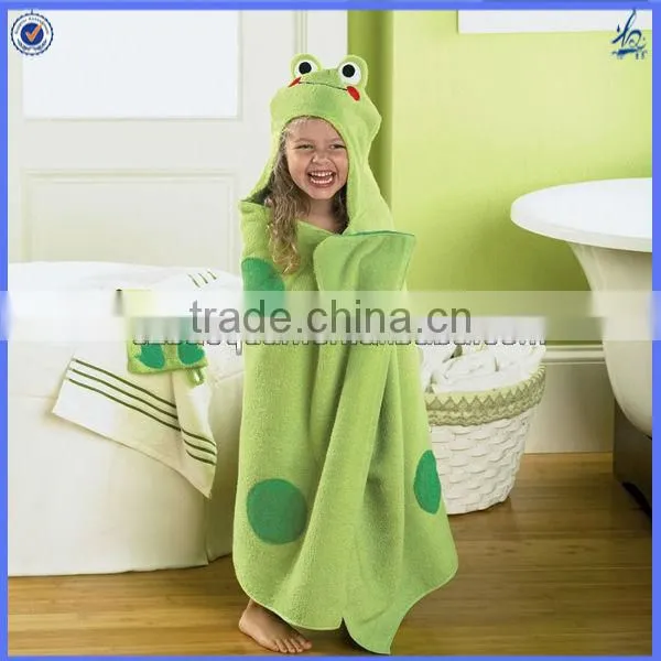 Lovely kids cartoon bath towel with hood/animal hooded towel pattern