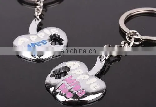 Fashion New Design Miss You Letters Apple Shape Keychain Couple Valentine's Day Gift