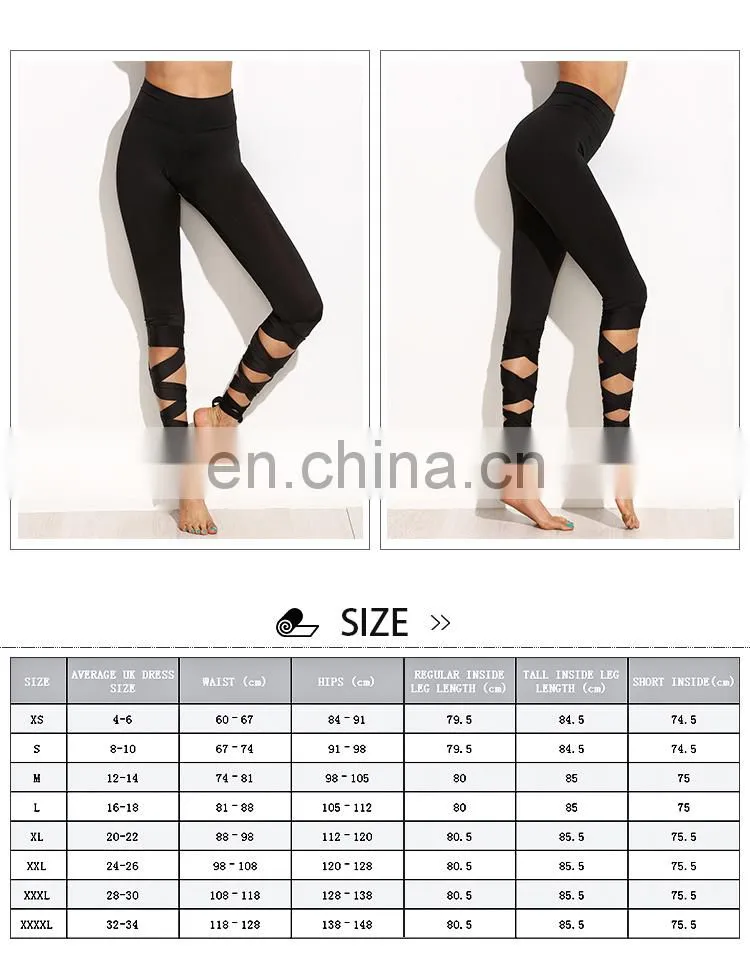 Adjustable wrap hem nylon cotton elastane yoga dance women capri leggings tights