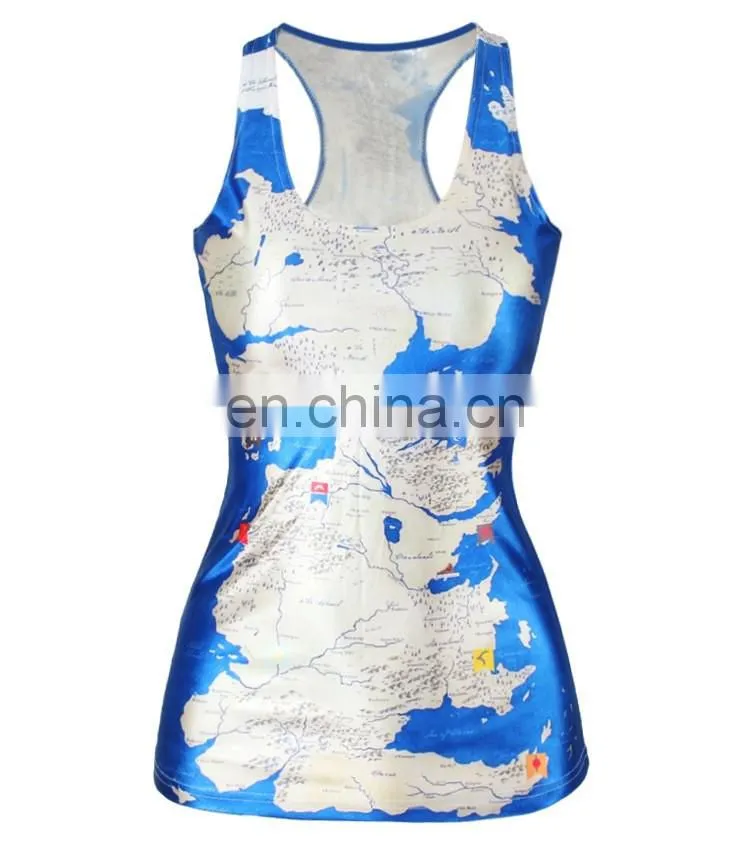 Loose custom crop 3d skull printing 1005 polyester tank top