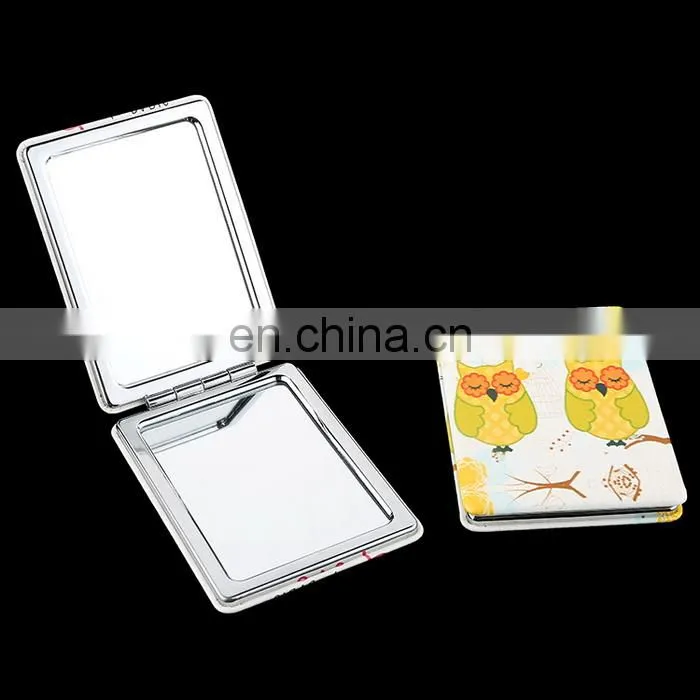 Factory price owl pocket folding pu mirror