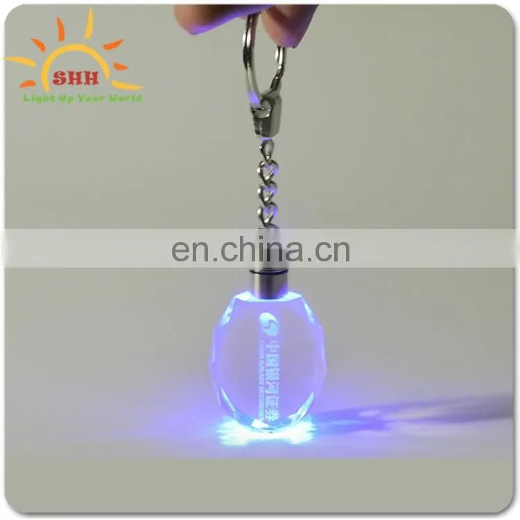 Cheap Crystal Acrylic Promotional Laser Engraved LED Light Keychain