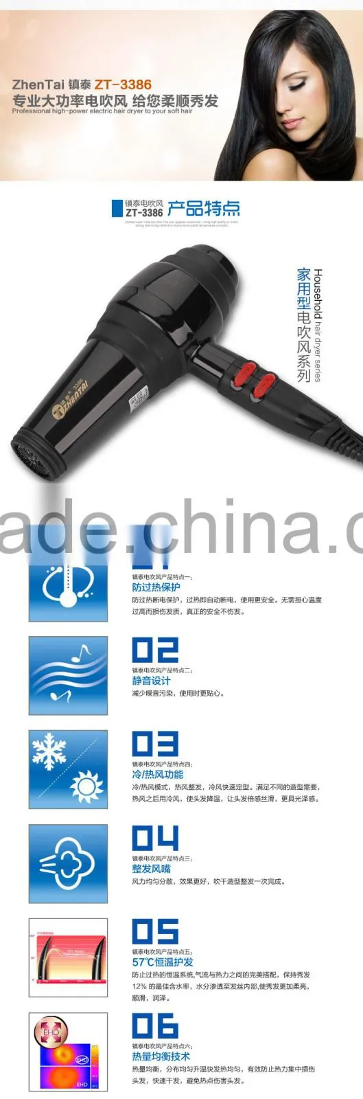 Jieyang Wholesale Blower Dryer Profession Household Hair Dryer