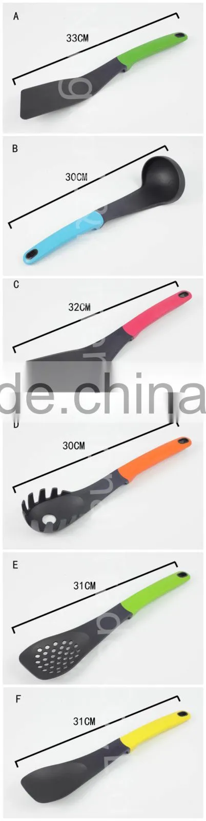 Food grade rainbow handle nylon Kitchen utensil set/cooking utensil