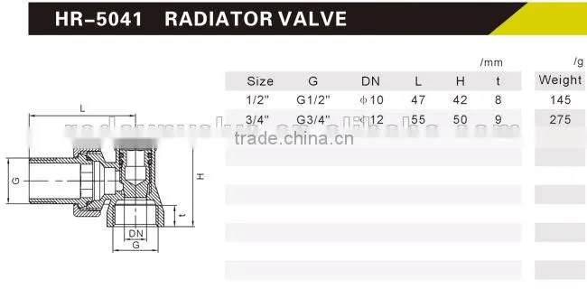 HR5041 brass drain angle chrome radiation valve