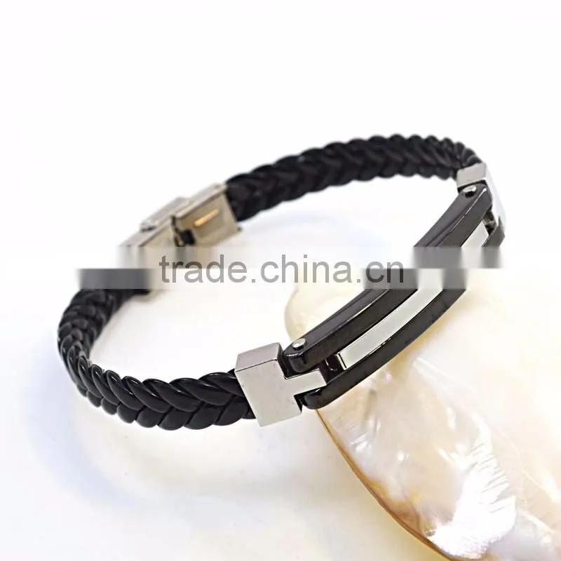 best selling products stainless steel clasp bio magnetic bracelet man leather bracelets