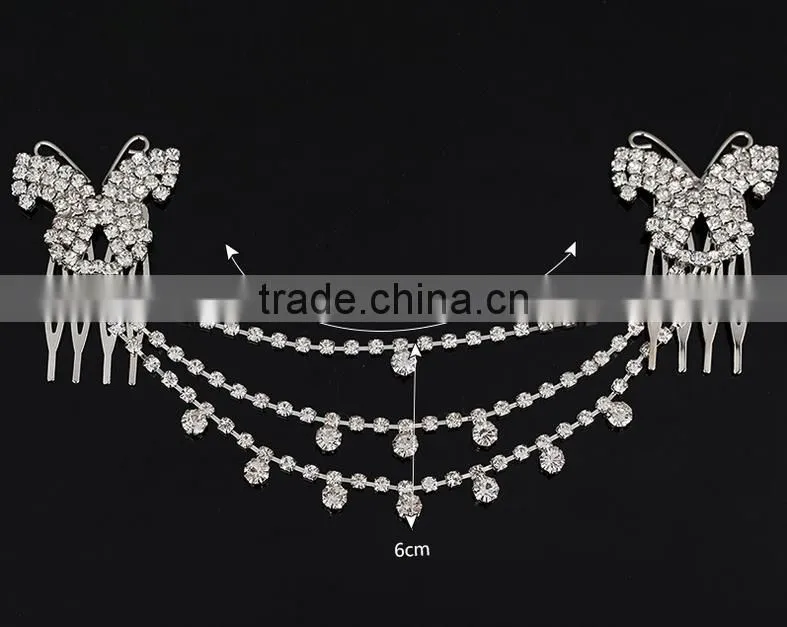 Wholesale newest boutique fashionable custom vintage diamond tasseles hair accessories