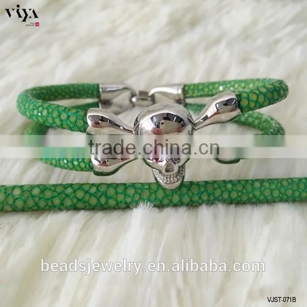 2016 New Handmade Stingray/Python Skin Bracelet Genuine Leather Bracelet Manufacturer
