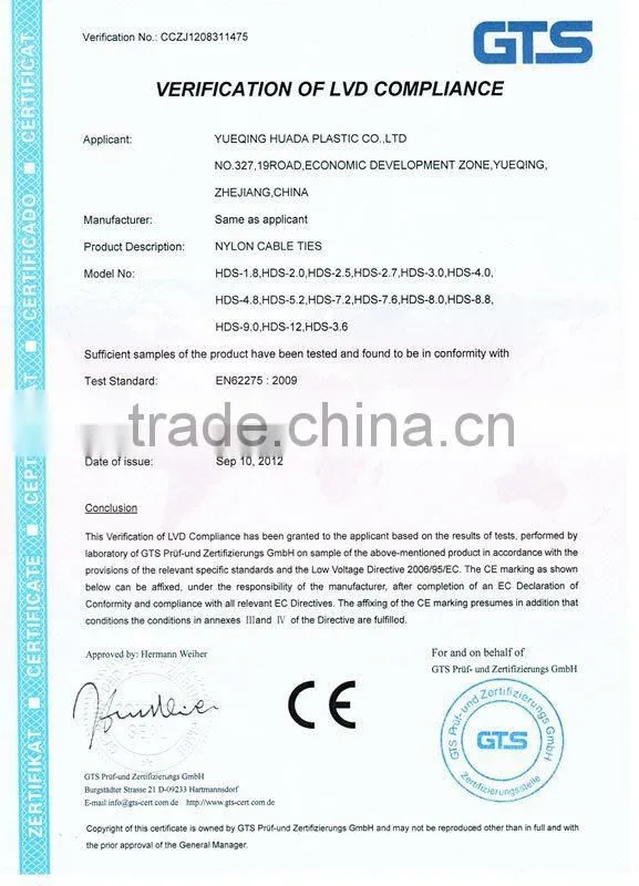 UL nylon 66 cable ties