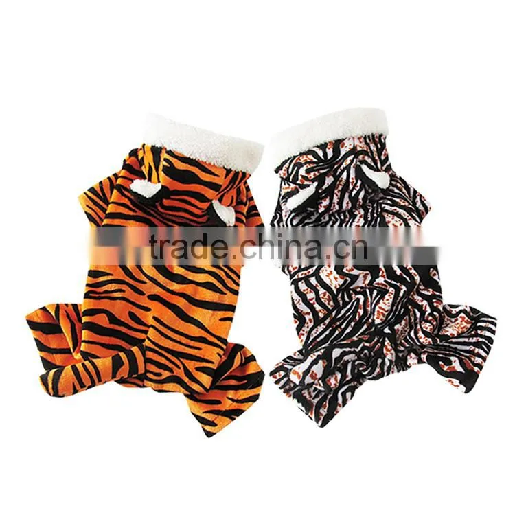 Yellow Dog Tiger Clothes with Warp-knitted Velvet fit for Spring Autumn and Winter