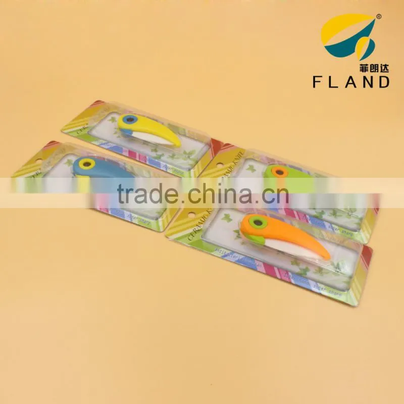 New arrival interesting colour ABS handle ceramic blade bird shaped knife