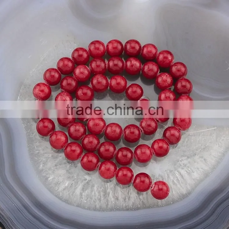 YJ1125-2 Wholesale Dark red Round Dyed Jade Stone Beads for jewelry making