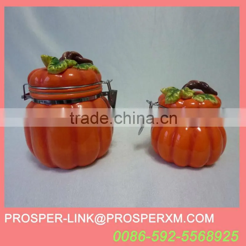 2013 pumpkin ceramic canister with lid
