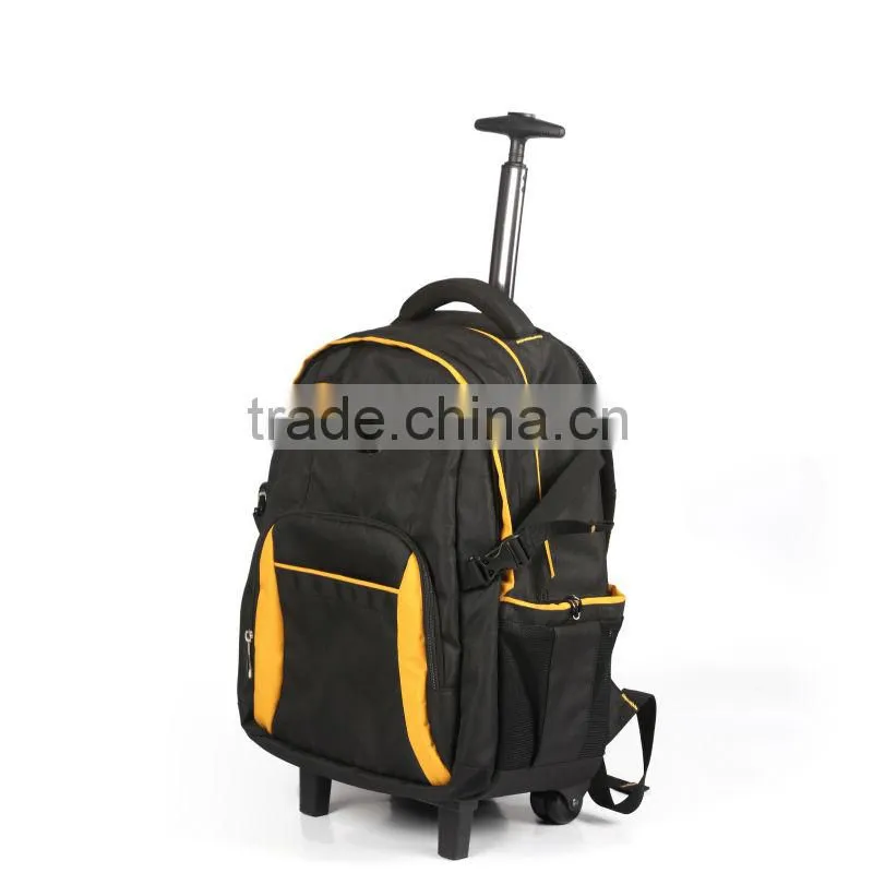 2015 OEM 600D polyester cheap outdoor trolley backpack