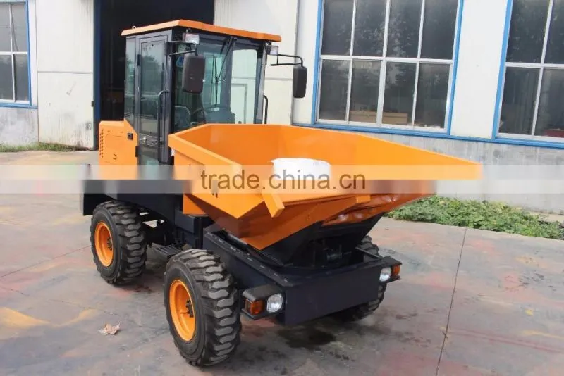 3ton site dumper with rotary bucket,1.5cbm capacity cabin A/C