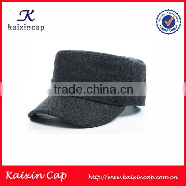 Good Quality Tweed Flat Top Military Hat&Cap/Custom Blank Flat Top Tweed Cap